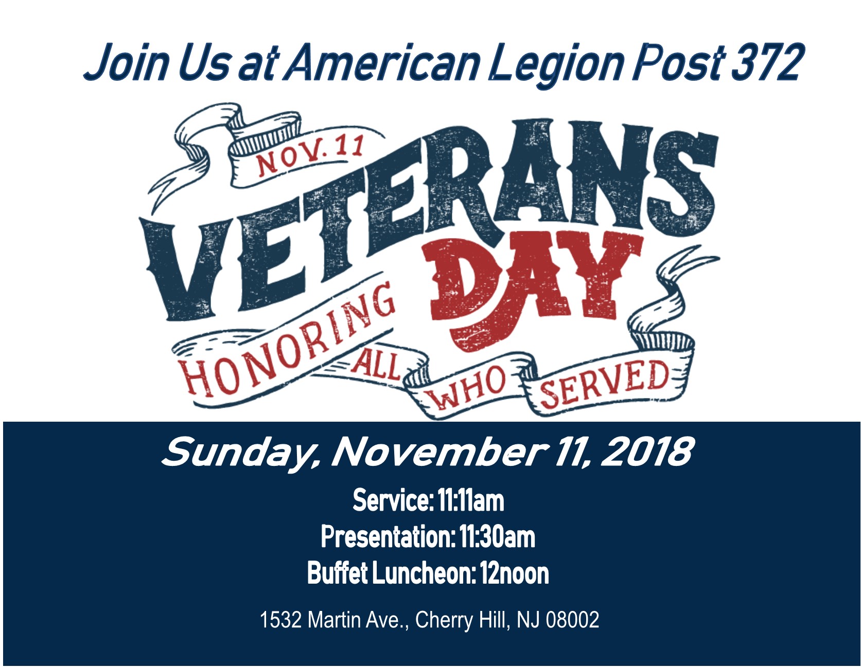 Veterans Day at the Legion American Legion Cherry Hill NJ Post 372