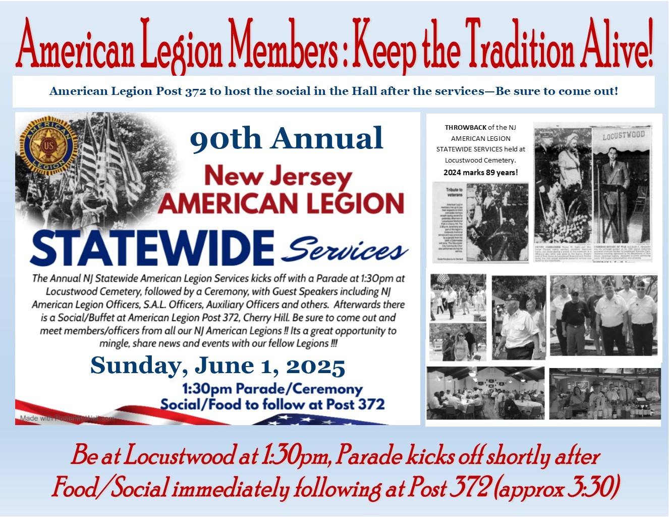 NJ American Legion Statewide Memorial Services & Social