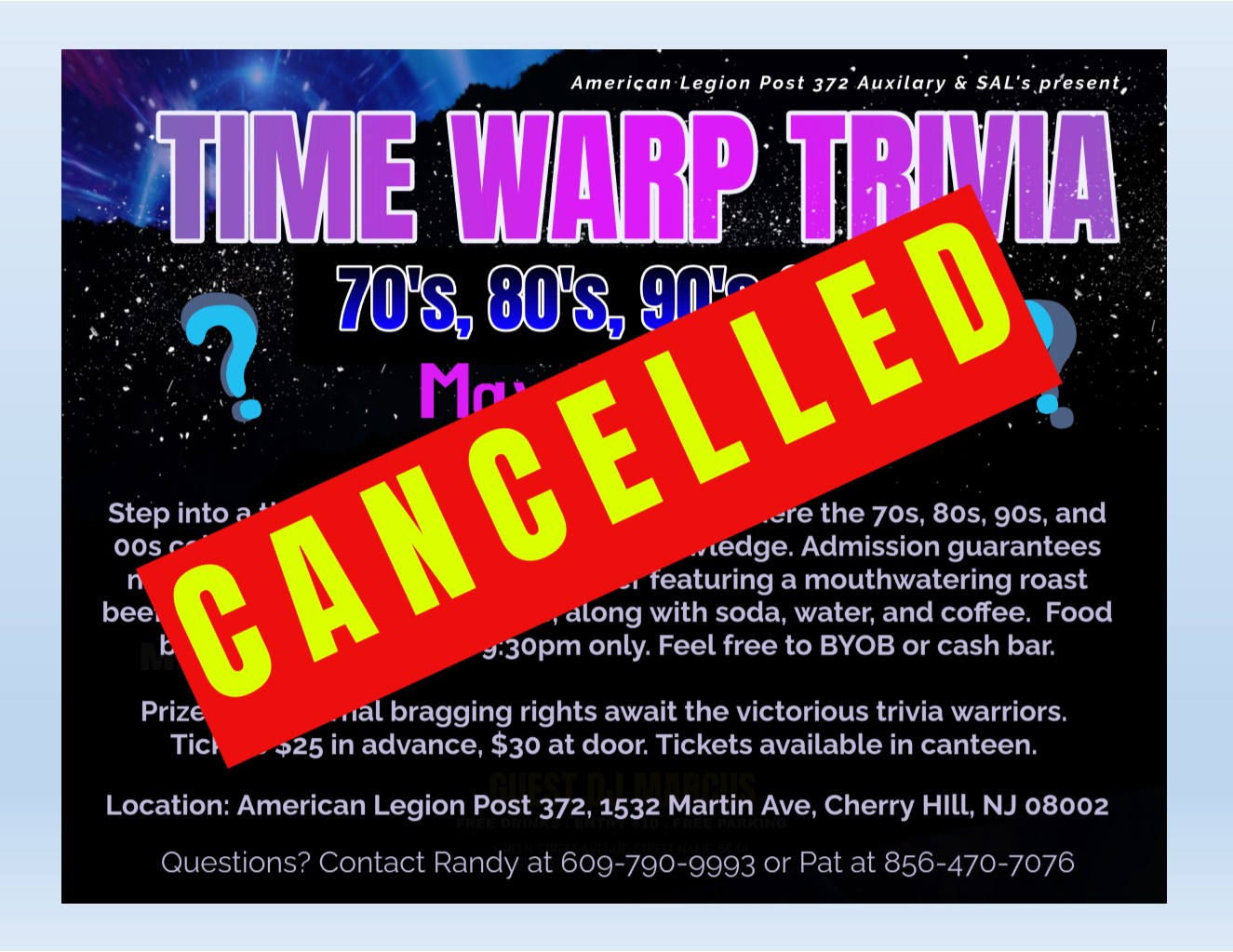 CANCELLED - Time Warp Trivia