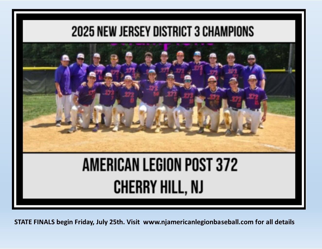 2025 NJ District 3 CHAMPS - State Tournament - American Legion Youth Baseball Post 372