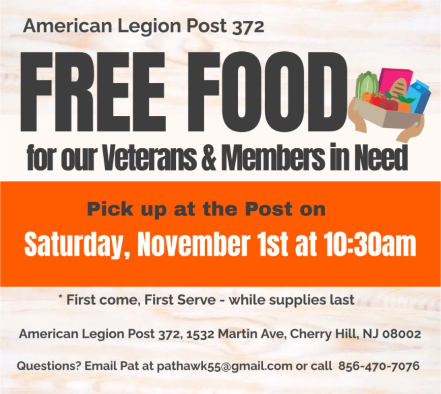 Free Food for Post 372 Veterans and Members in Need